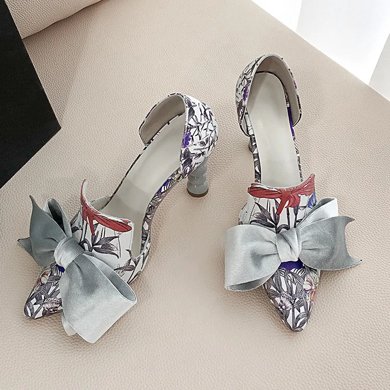 Phoentin Navy Blue Brand Designer High Heels Women\'s Pointed Toe Velvet Bow 9 cm Stiletto Party Shoes Pumps size 34-43 FT1009