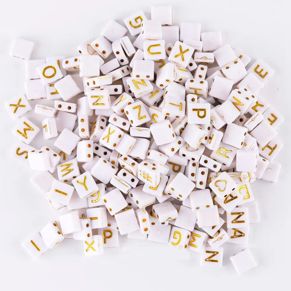 

2 Holes Acrylic Letter Beads Flat Square White Plastic English Character Alphabet Jewelry Bracelet Spacers 4*9mm 1900pcs