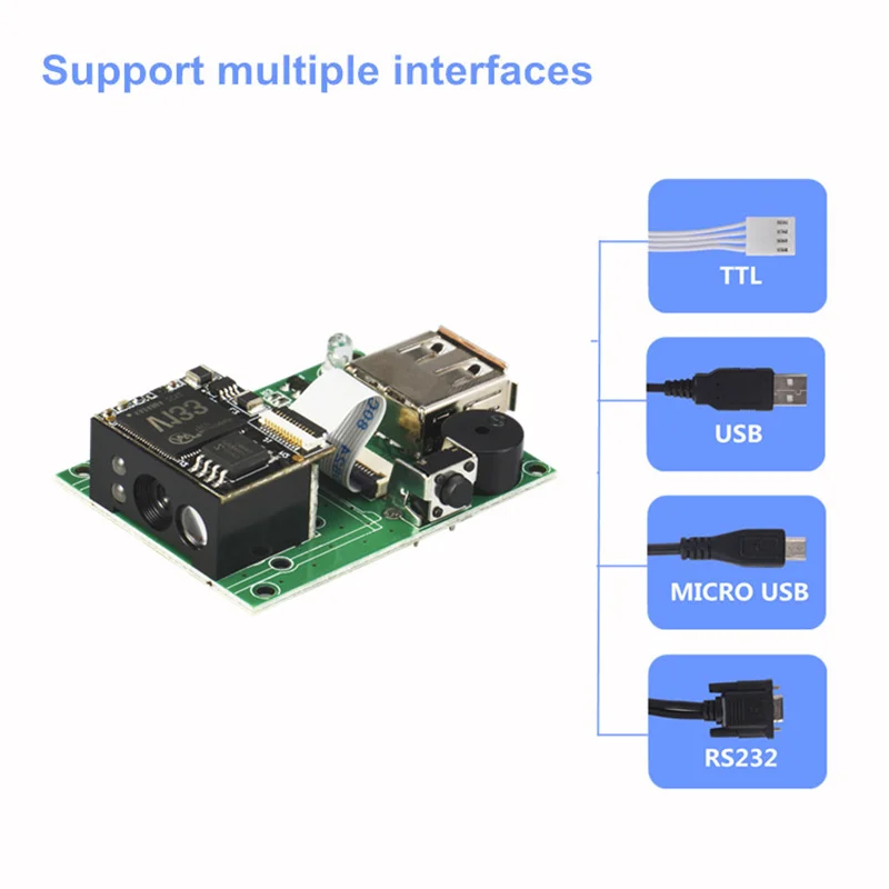 Kiosque Raspberry PI Scanner de codes à barres, Module de lecteur de codes QR 2D, Interface TTL/RS232/USB, lecteur de codes à barres