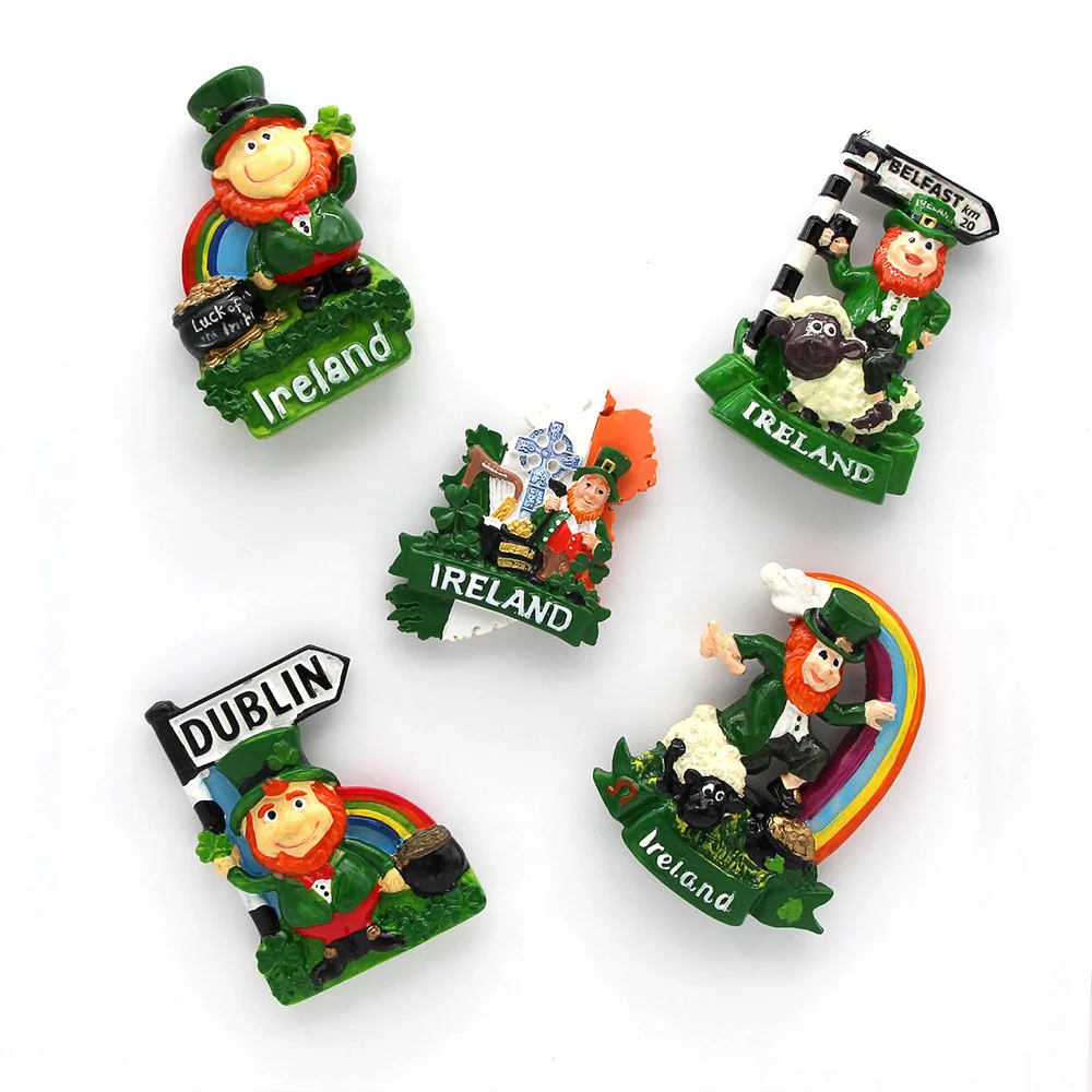 Northern Europe Irish dwarf cartoon character lamb souvenirs stereo resin fridge magnets stick 3d refrigerator home decoration