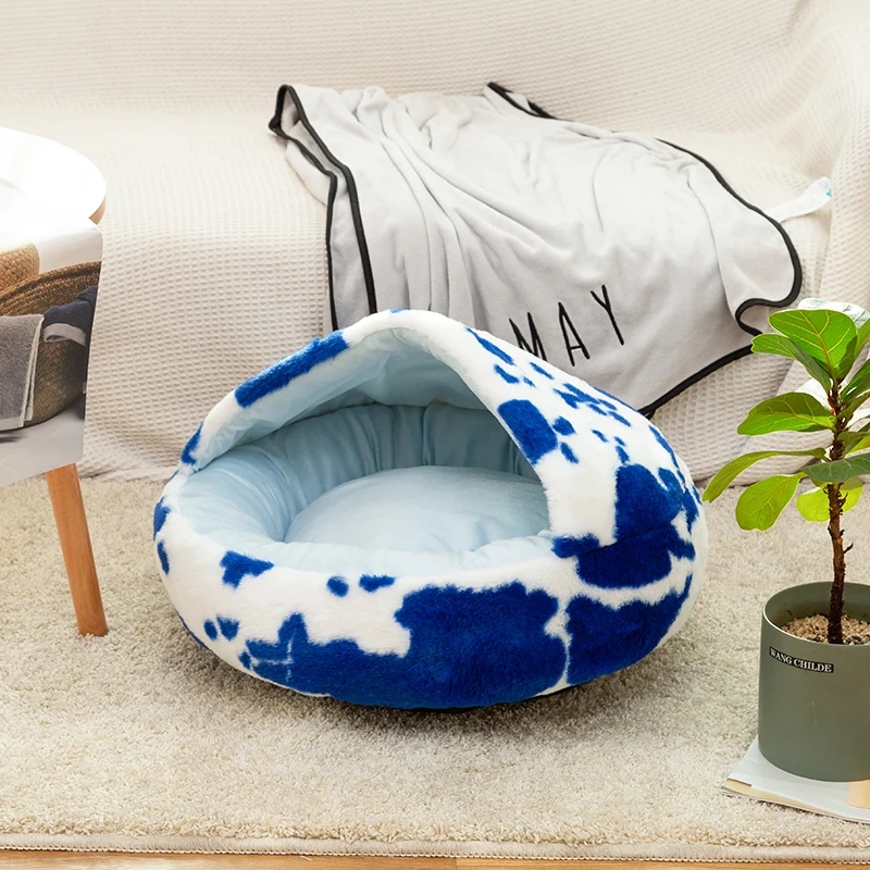 Cama redonda felpa cálida para gatos, gatitos y perros mini – Invierno - imagen 3