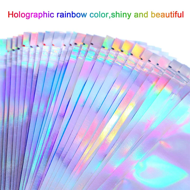 100pcs/lot Iridescent Zip lock Bags Pouches Cosmetic Plastic Laser Zipper Plastic Retail Packaging Poly Pouches Ziplock Bags