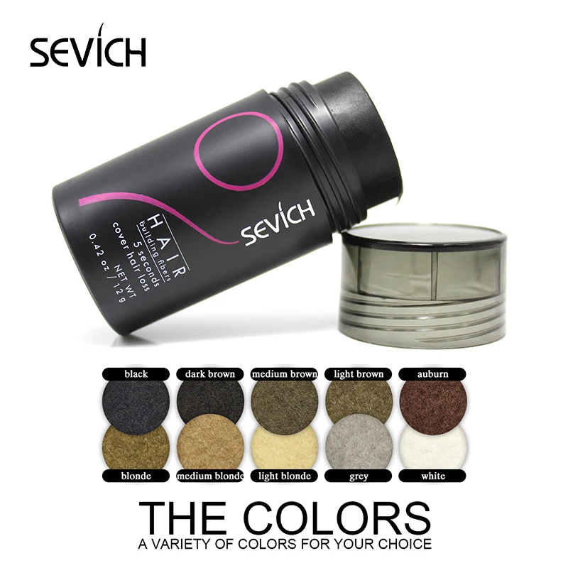 Sevich 12g & 25g Hair Building Fiber Keratin Fiber Hair Instant Concealer Hair Loss Product Extension Thicken Hair 10 Colors