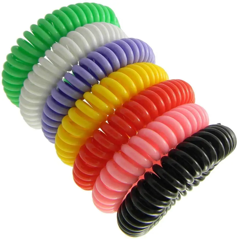 Pack of 2 Flexible Stretchable Plastic Spring Spiral Wrist Coil Band Key Chain Ring Tag for Sport Yoga Sauna Pool Office School