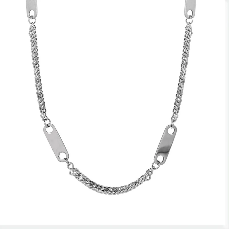 2021 Personality Hip Hop Punk Multilayer Chain Necklace Metal Pendant Stainless Steel Necklace for Women Jewelry