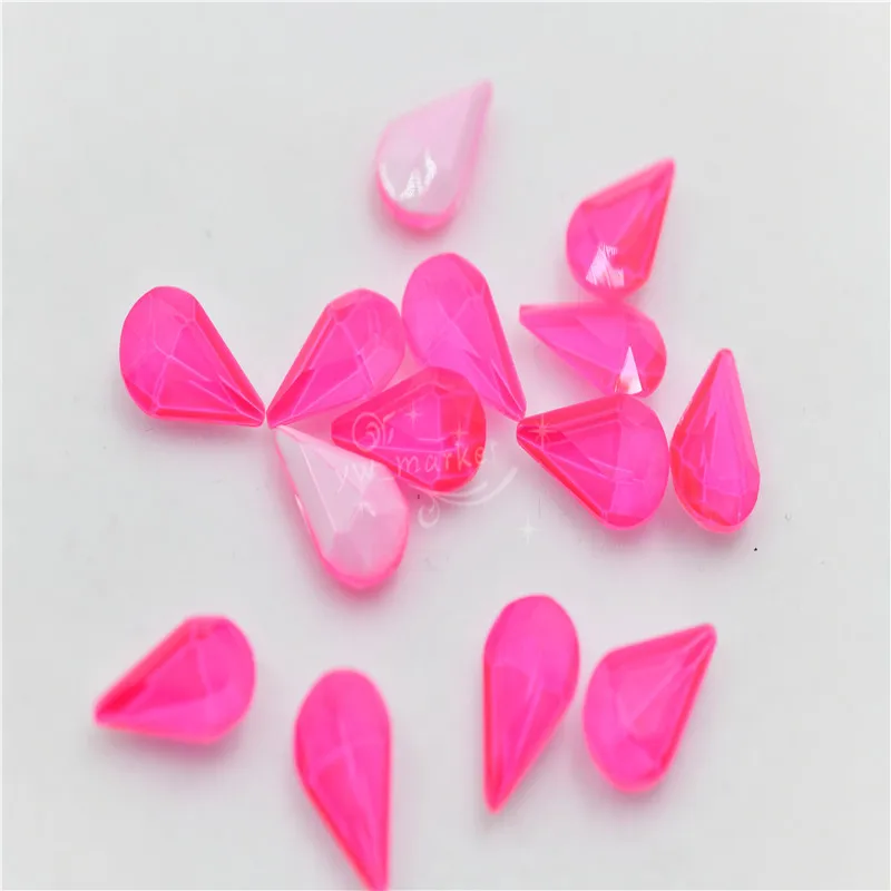 Kleine diamant fluoreszenz Teardrop Pointback Kristall Phantasie Stein Glas Schmuck Perlen Halskette, der 8x13mm kleid handwerk