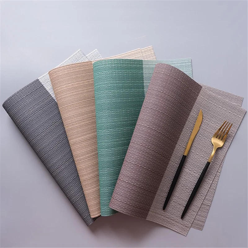 4pcs/ Set PVC Placemats Dining Table Place Mats Non-slip Dish Bowl Placement Heat Resistant Table Decorative Mats Plastic - Image 6