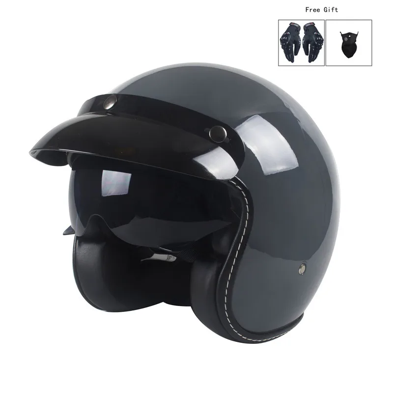 Zement Grau Vintage Motorrad Helm Open Face Helm Dot Genehmigt Hälfte Helm Retro Moto Casco Capacete Motociclistas Capacete