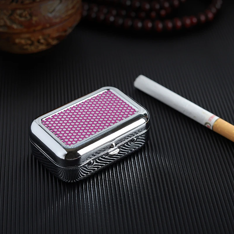 Ashtray with Lockable Lid Portable Metal Desktop Ash Case Outdoor Pocket Ashtray