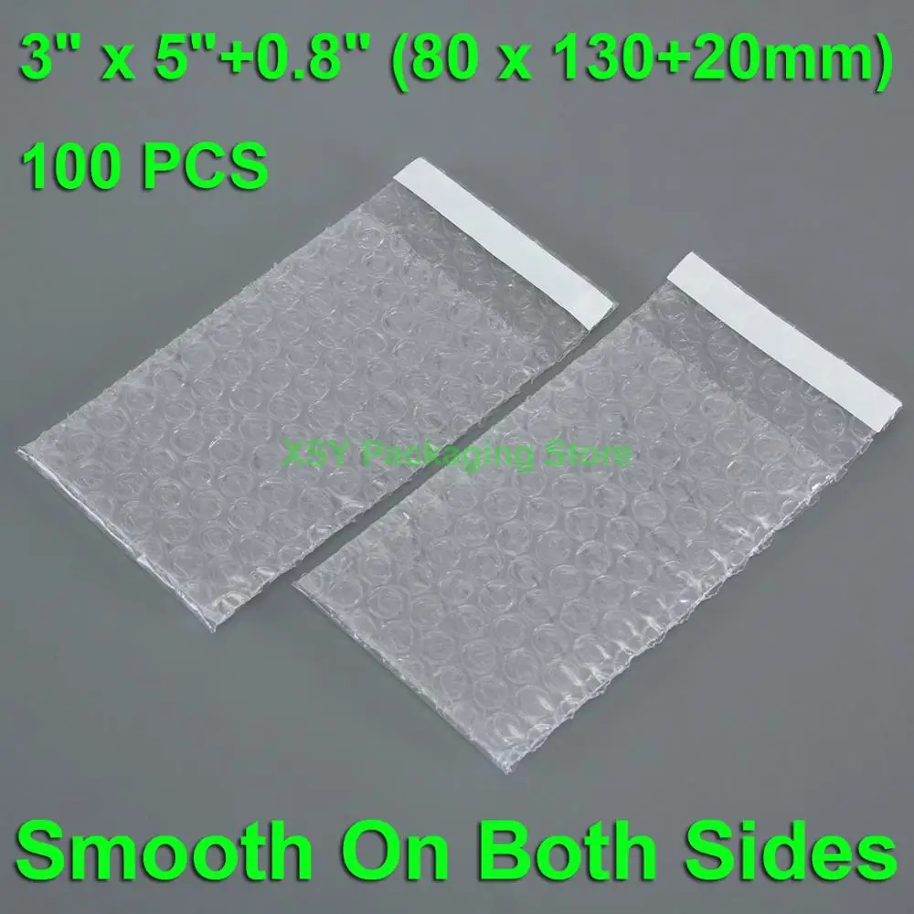 

100 PCS 3" x 5"+0.8" (80 x 130+20mm) Air Bubble Bags Plastic Electronic Packaging Pouches Poly Packing Envelopes