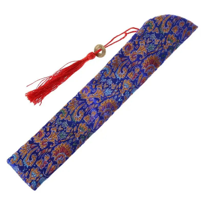 Silk Folding Chinese Hand Fan Bag With Tassel Dustproof Holder Protector Pouch Case Cover Retro Style K1MF