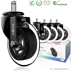 5PCS Office Chair Caster Wheels 75mm Replacement Swivel Office Chair Swivel Safe Rollers 360 Degree Wheels Furniture Hardware