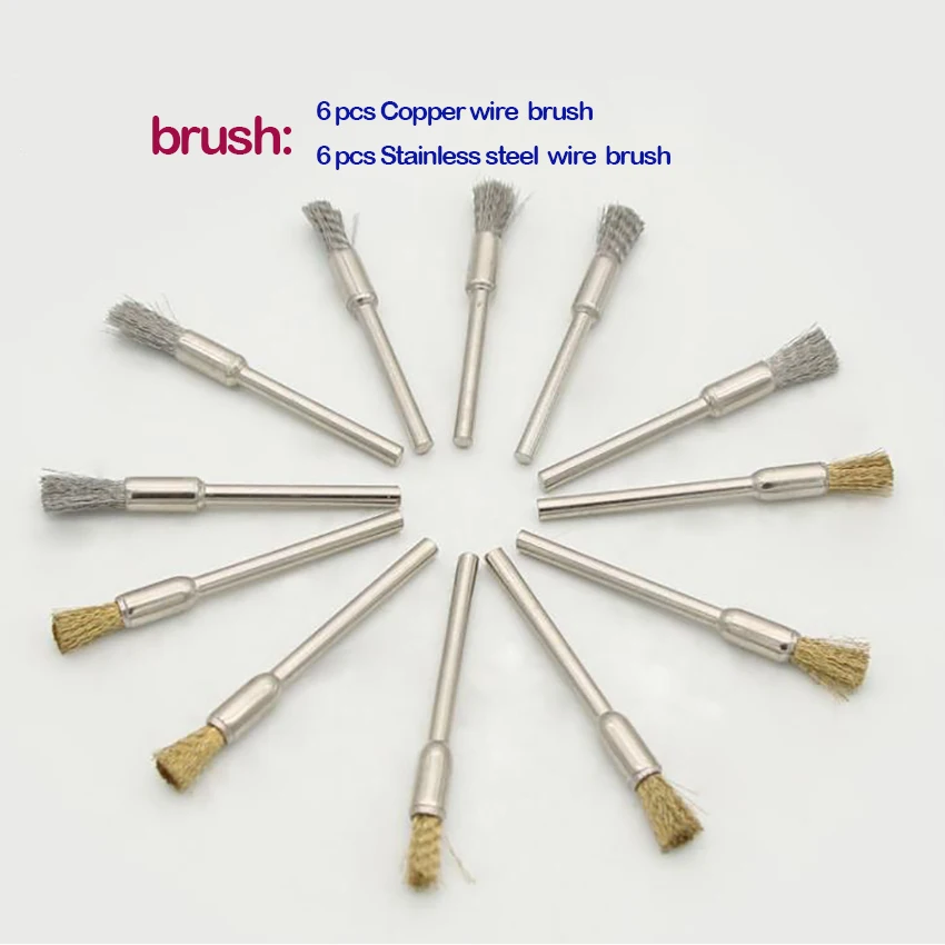 Brosses à roues distantes en fil d'acier, brosse en laiton, bol en forme de stylo, outils éloignés en forme de T, polissage du métal, brosse antirouille, 36 pièces