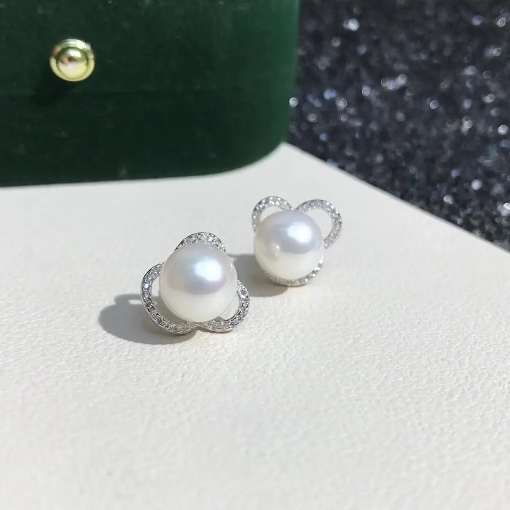 

Office Lady 925 Sterling Silver Earrings Findings Settings Base Mountings Parts for Pearls Agate Crystal Stones Jade 5pairs/lot