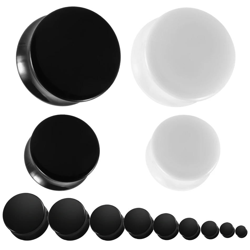1 para 3mm-30mm wskaźniki uszu Piercing Punk czarny biały zatyczki tunelowe Dilataciones Oreja Expander nosze Piercing biżuteria do ciała