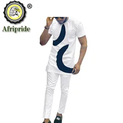 Vêtements africains pour hommes, haut à manches courtes, pantalon, ensemble 2 pièces, chemise Dashiki avec surintendant, chemisier poches, grande taille, décontracté, S2016028