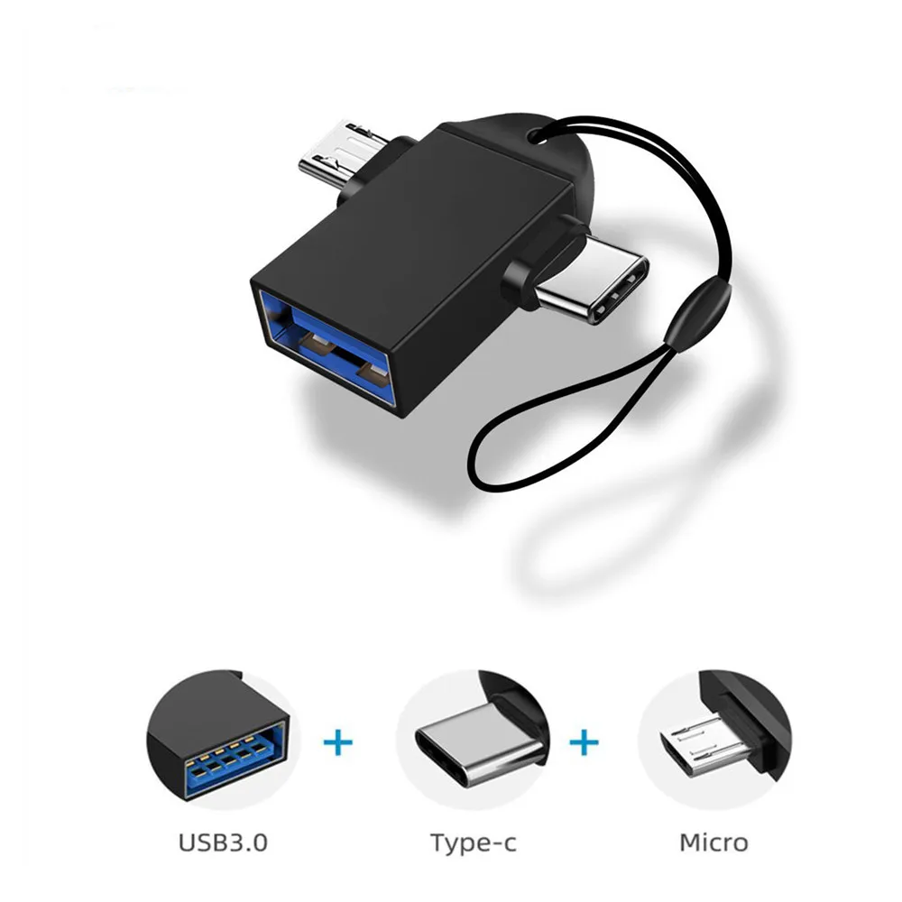 2 In 1 Otg Adapter Usb 3.0 Female Naar Micro Usb Mannelijke En Usb C Mannelijke Connector Aluminium Op de Go Converter Voor Xiaomi