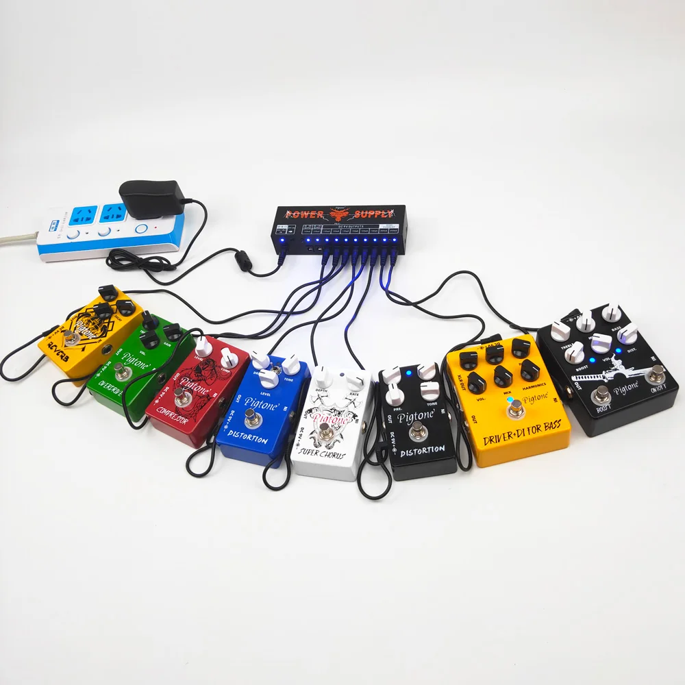 Pigtone PD-01 Guitar Effect Pedals Board Power Supply 10 Way Outputs For 9V/12V/18V Voltage Protection Guitar Accessories