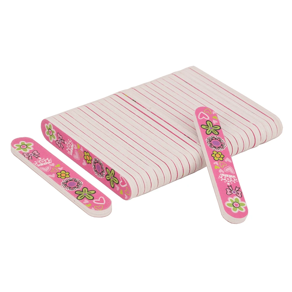 20pcs Nail Files Sanding Mini Small Colorful Flower Pink Slim Buffer Manicure Polish Nail Art Sponge Tools 150 Grit