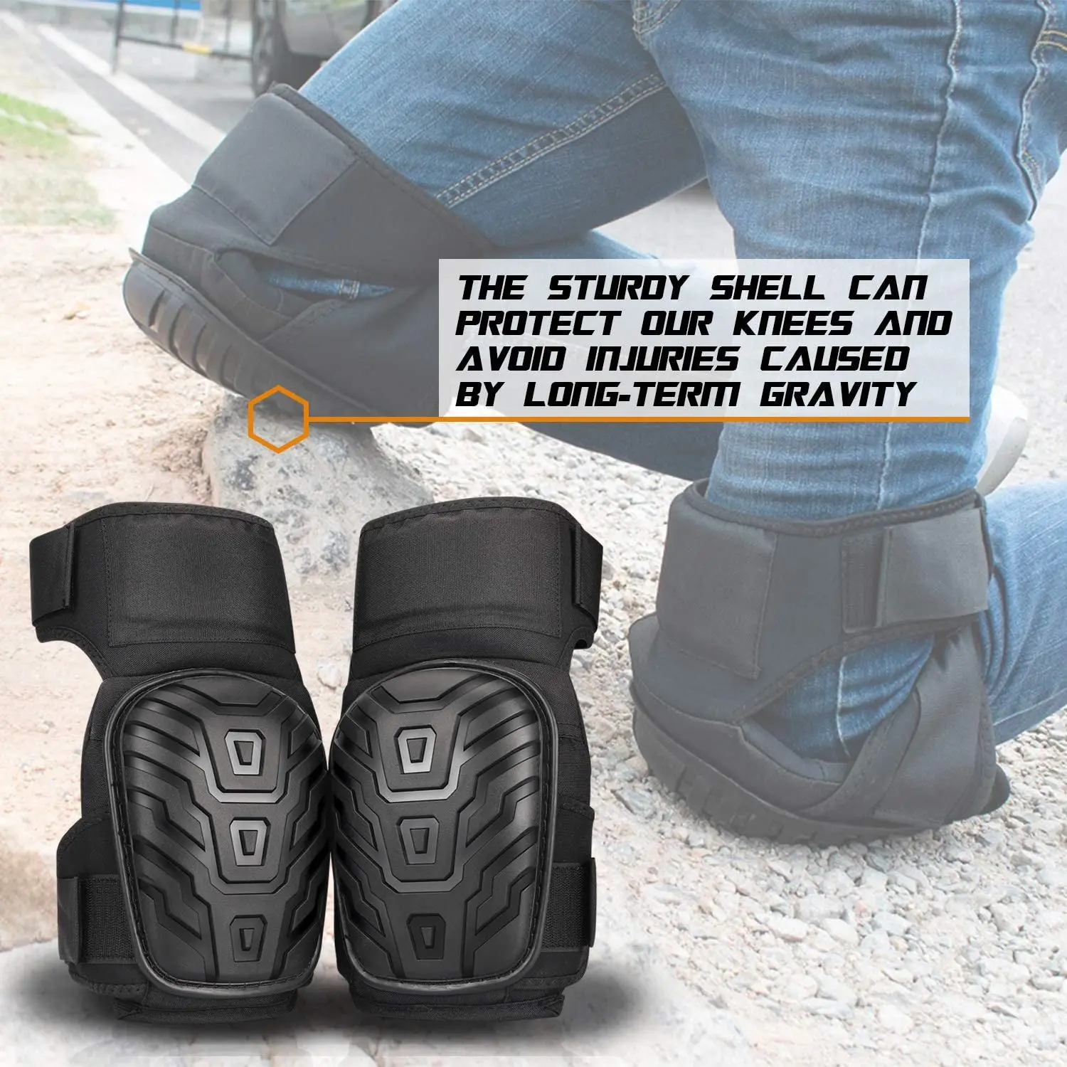 Knee Pads for Work with Heavy Duty Gel Cushion and Adjustable Non-Slip Velcro Straps Kneepads Perfect for Gardening, Flooring