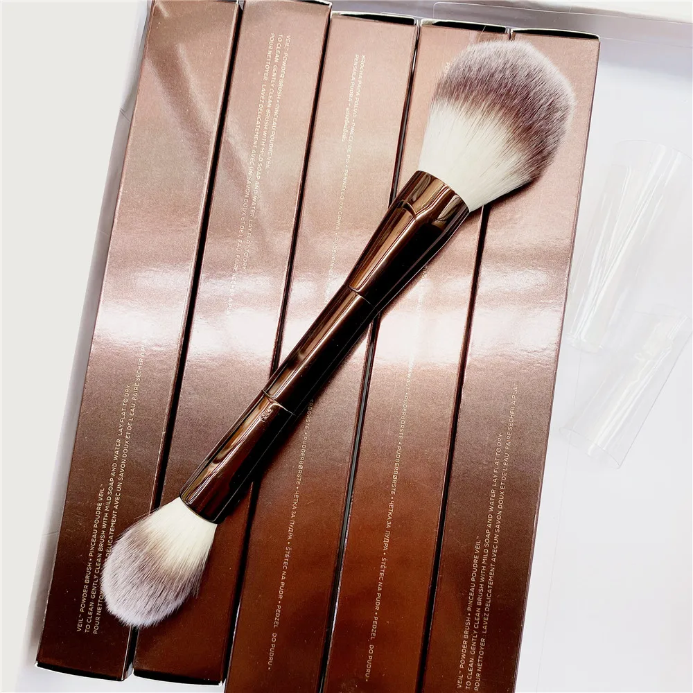 hourglass Veil Powder Makeup Brush - Double-ended Powder Highlighter Setting Cosmetics Makeup Brush Ultra Soft Synthetic Hair