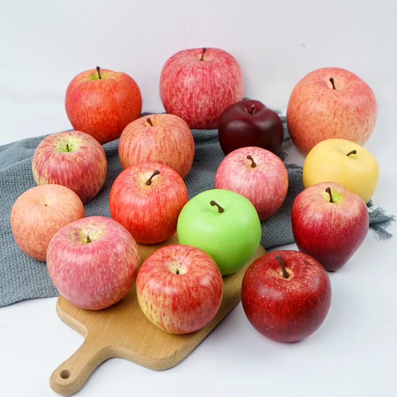 High Simulation Fruit Apple Plastic Fake Red Apples Photo Props Fruit Home Artificial Varietal Green Apples Fruit Shop Model Dec