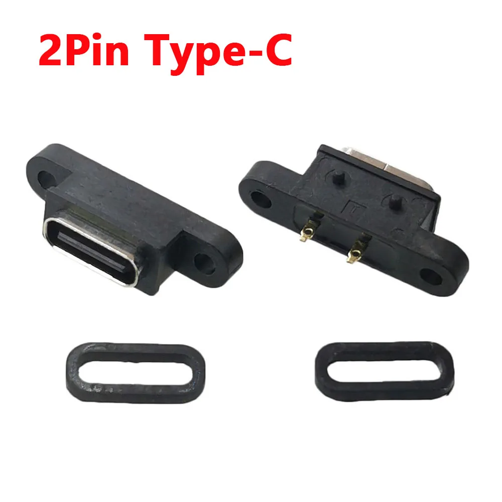 مقاوم للماء أنثى USB C منفذ المقبس مع ثقب المسمار ، تهمة سريعة ، واجهة الشحن ، موصل USB ، 2 دبوس ، 180 درجة