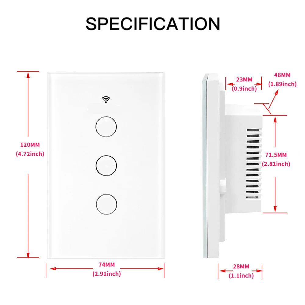 Wifi Smart Touch Switch Voice Control Light Switch Smart Life APP No Neutral Wire Control Wall Switch Work Alexa Google Home