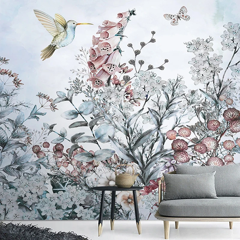 

Photo Wallpaper Modern Tropical Plant Flowers And Birds Mural Living Room Bedroom Creative Art Home Decor 3D Waterproof Sticker