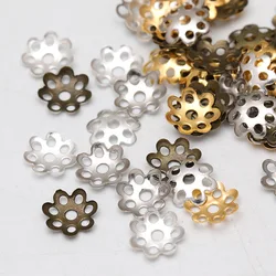 500pcs 6mm Silver Gold Bead Caps For Jewelry Bead Caps End Receptacle Hollow Flower Torus DIY Spaced Apart Jewelry Accessories