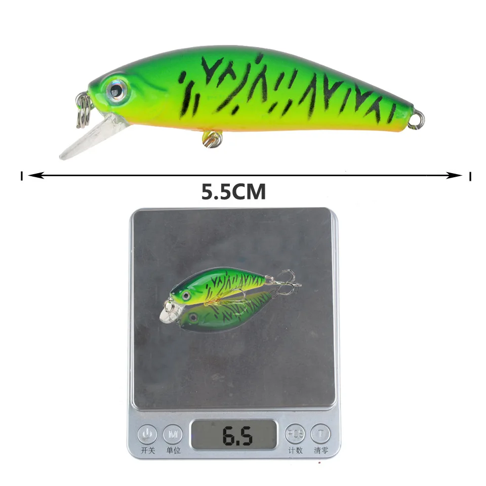 미노우 낚시 미끼 5.5cm 6.5g 싱킹 인공 하드 미끼 베이스 워블러는 크랭크베이트 파이크 트레블 훅 태클을 미끼로 사용합니다.
