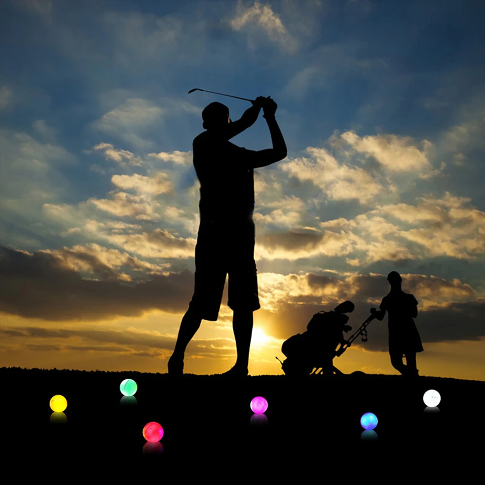 6Pcs Glow In The Dark Light Up Luminous LED Golf Balls 4 Built-in Lights For Night Practice Gift for Golfers