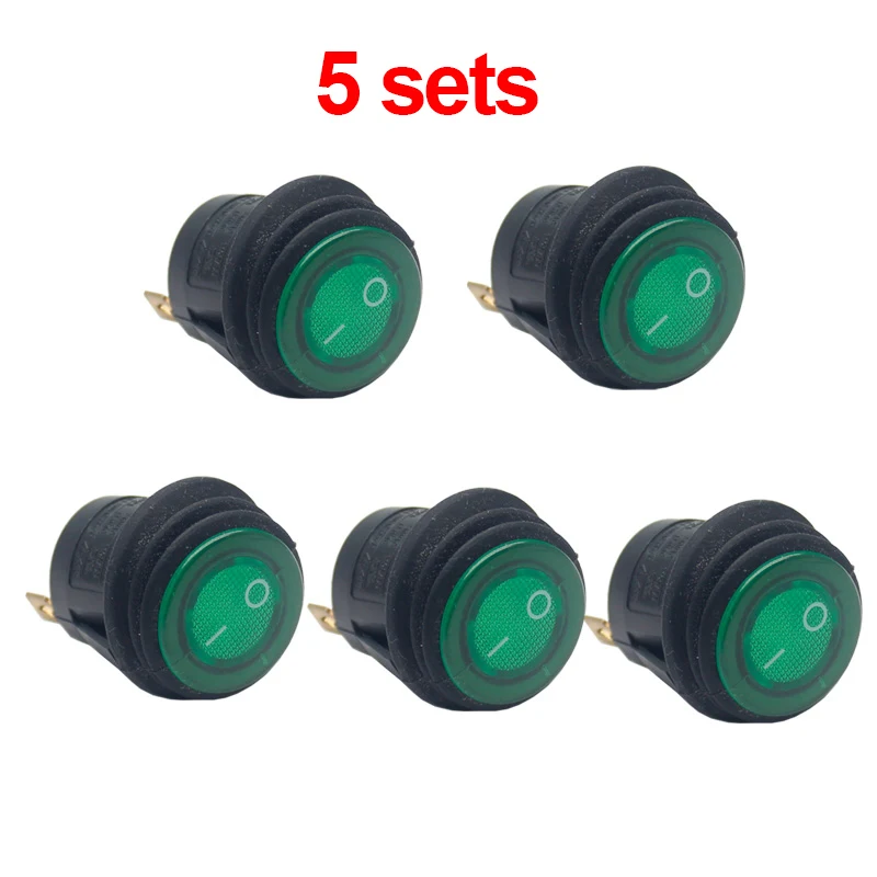 10A 250VAC Waterproof Round Rocker Switch 12V 220V Red Green Blue Yellow LED Light Rocker Switch 10A 125VAC On Off SPST Switch