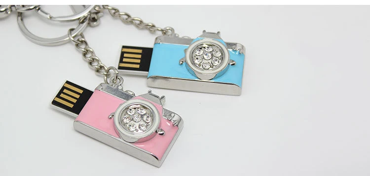 Fesyen Mini Metal Kamera Pen Drive Usb Flash Drive 64Gb Pink 8Gb 16Gb 32Gb 4Gb Kualitas Tinggi U Disk Pendrive Hadiah Laris untuk Anak Perempuan