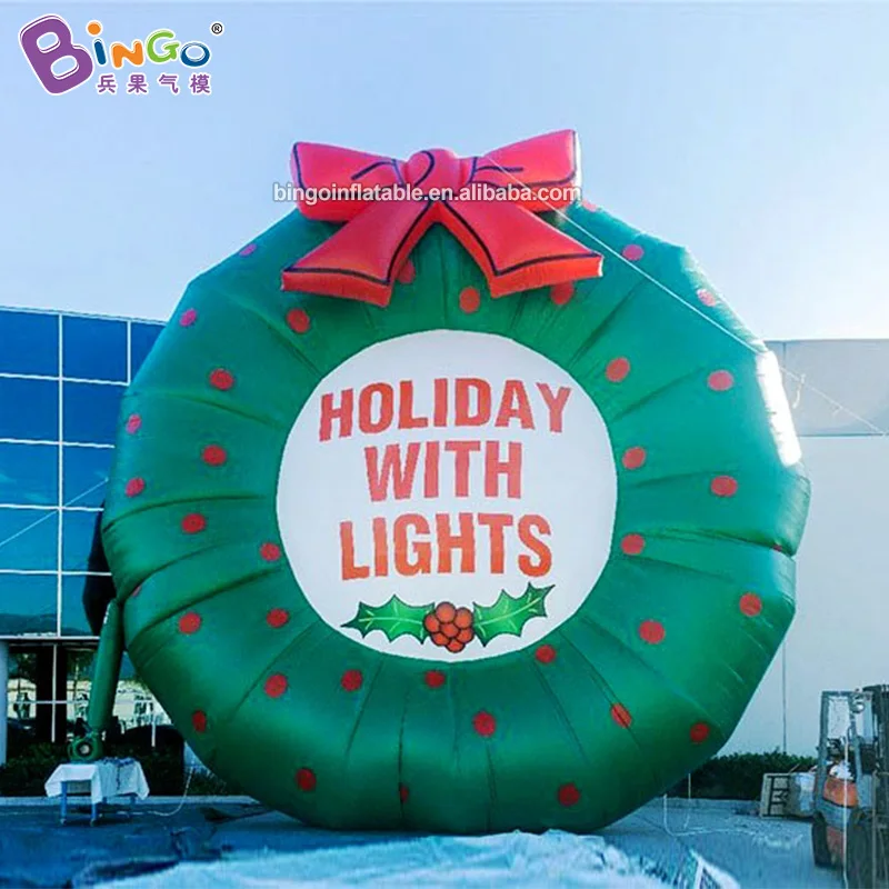 

Free Shipping 5mH Giant Inflatable Christmas Wreath Balloons For Outdoor Holiday Decoration - Toys