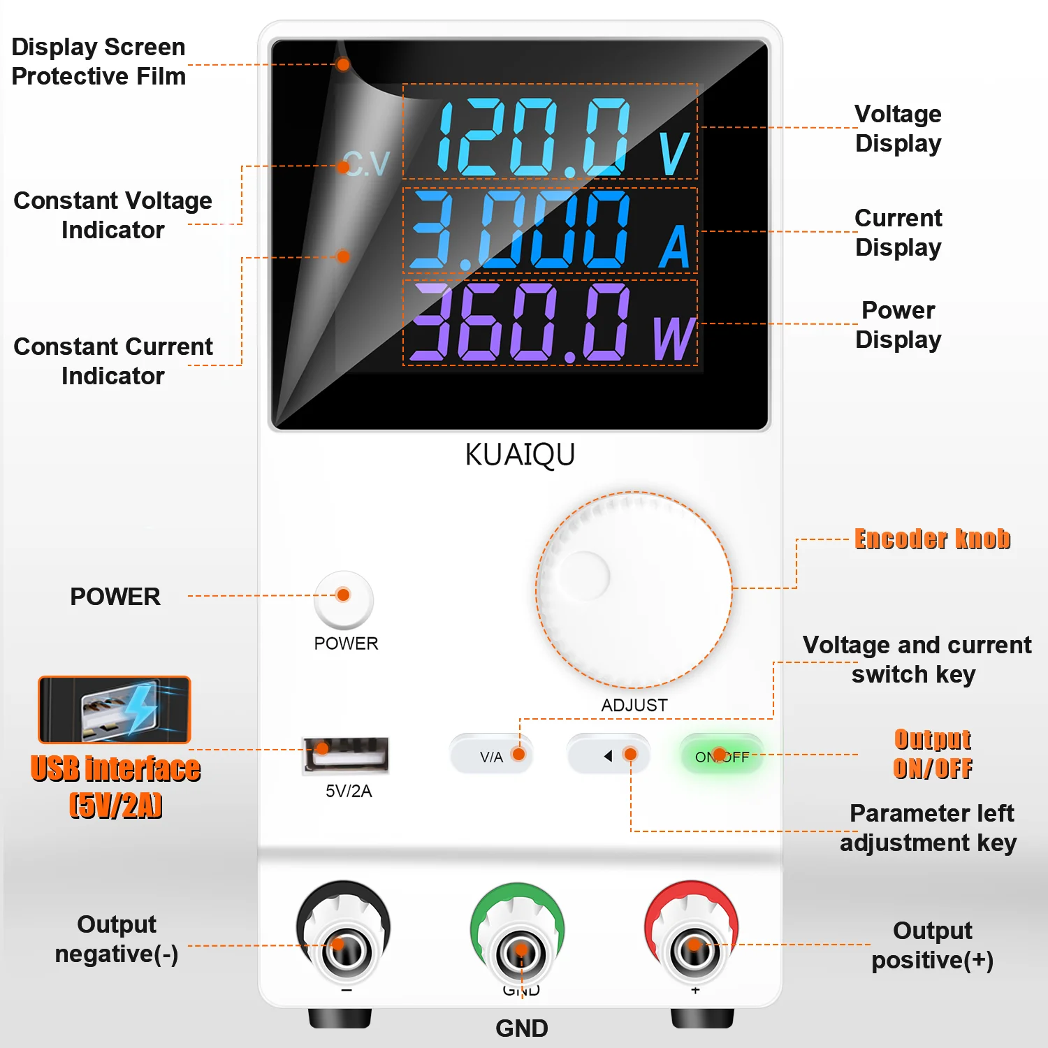 NICE-POWER SPPS-A1203D White 120V 3A Color Digital Display Regulated Adjustable ac switching high voltage dc power supply