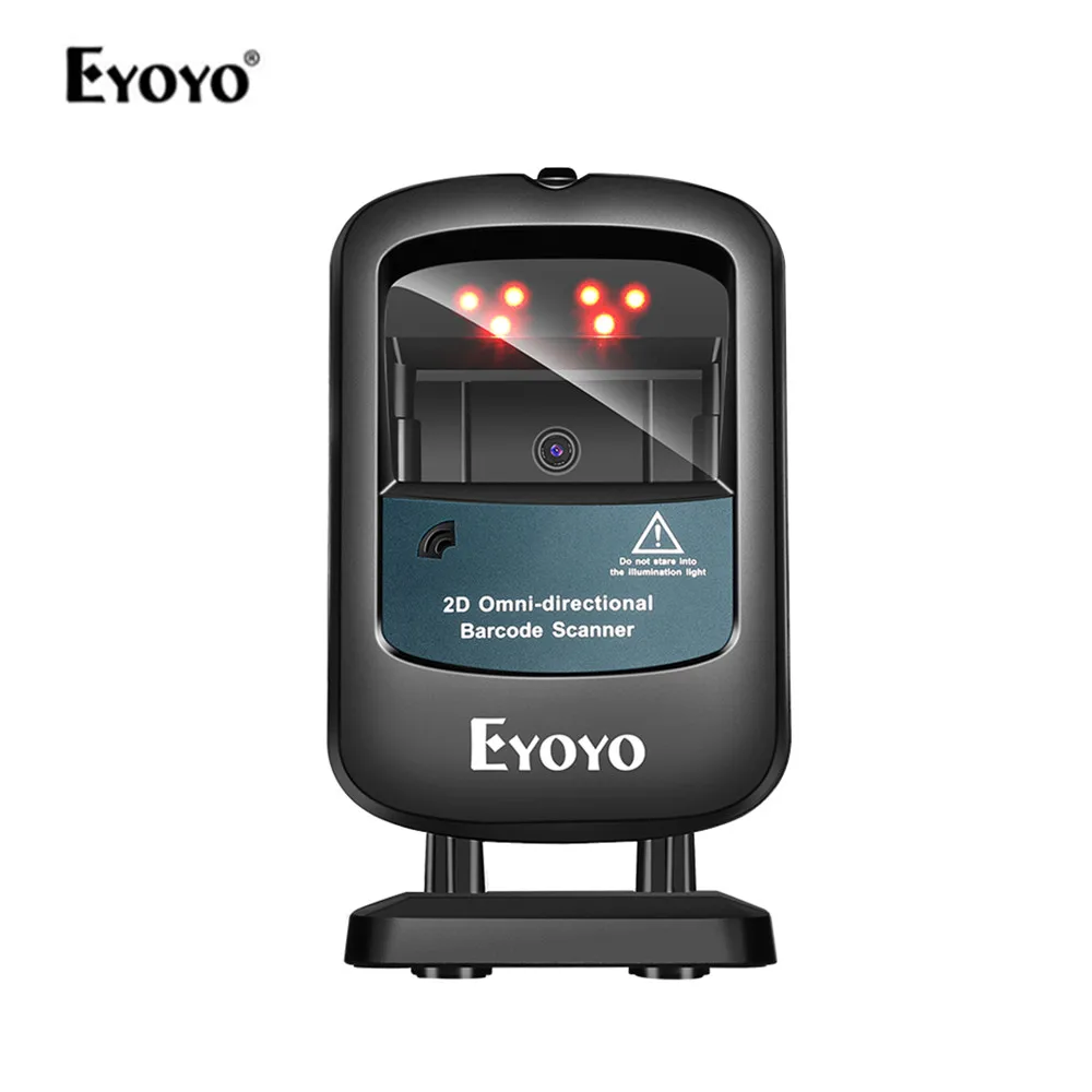 Imagem -01 - Eyoyo 2d Desktop Scanner de Código de Barras Omnidirecional Mãos-livres 1d qr Leitor de Código de Barras de Detecção Automática Scanner de Plataforma de Digitalização