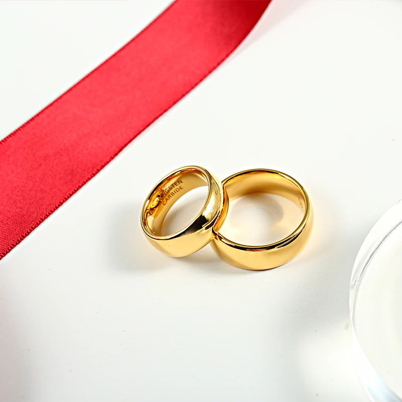 Unisex Gold Color Tungsten Carbide Ring Wedding Engagement Band Men Women's Alliance Jewelry 4/6/8MM