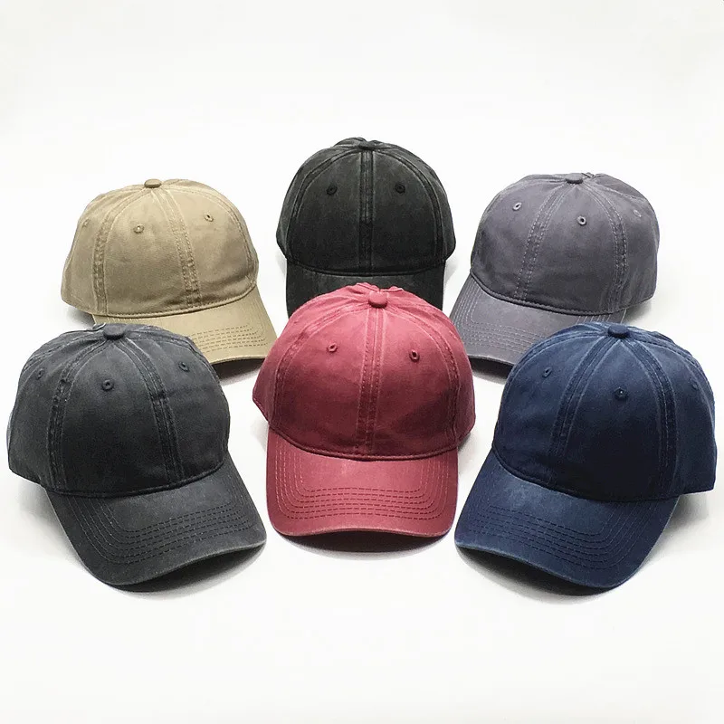 

New adult men casual cotton baseball cap Women solid washed denim snapbacks Breathable caps outdoor
