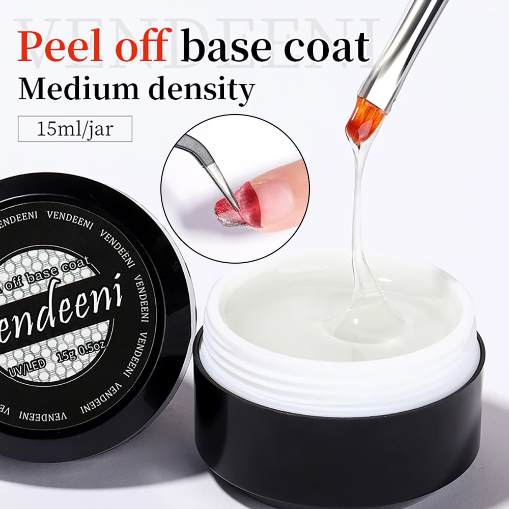 Vendeeni 15ml Easy Peel Off Base Coat Gel Nail Polish UV Soak Off Gel Varnish Protect Nail Peelable No Need Remover Gel Lacquer