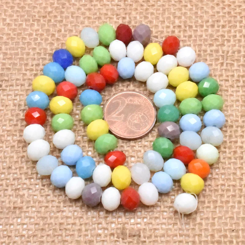 Wholesale6/8mm Rondell Austria Faceted Crystal Beads Solid Color Porcelain Round Glass Loose Spacer Beads for Jewelry Making DIY