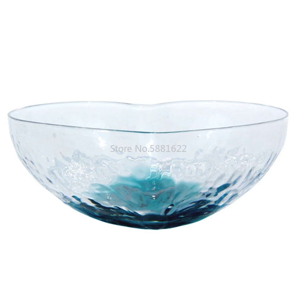 Fruit Salad Transparent Heart Shaped Crystal Glass Bowl Colorful Dessert Bowl P7Ding