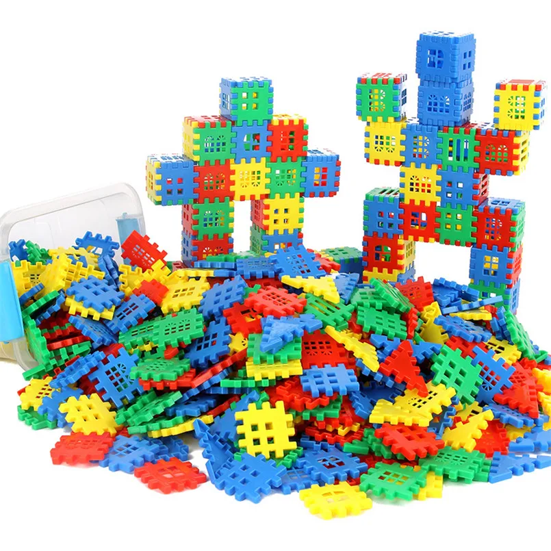 180Pcs Large Size Plastic 3D Interconnecting Building Blocks Toys For Children Learning Colorful DIY Block Boys Toy Brain Game