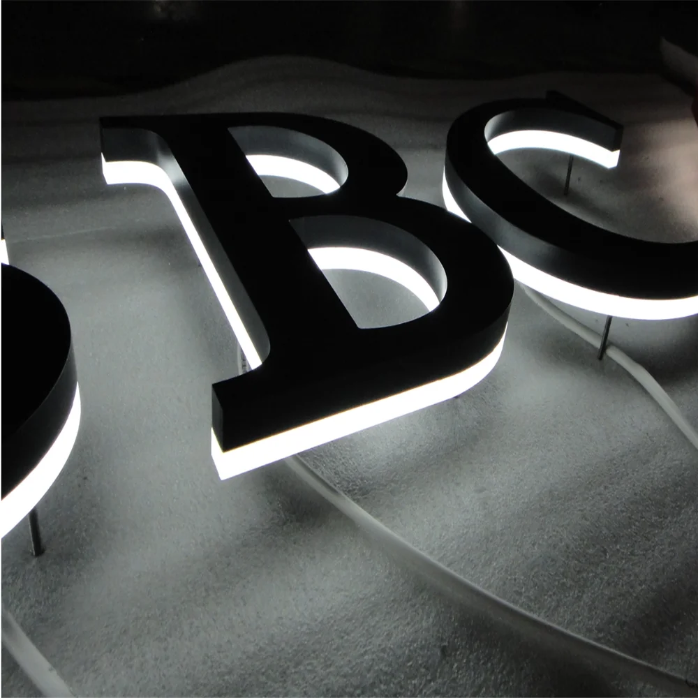 

Customized outdoor Stainless steel backlit led letters sign advertising signage,rear illuminated exterior business signboard