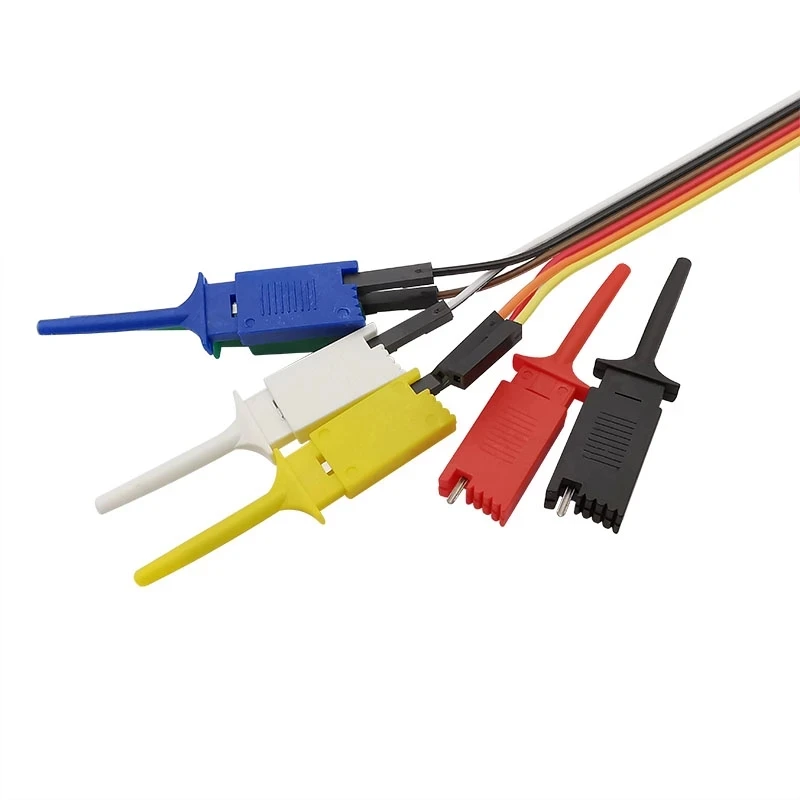 20/30CM Test Hook Clip Logic Analyzer Cable Gripper Probe Jumper Wire Clamp Kit Yellow/Red/Black/Green/White/Blue