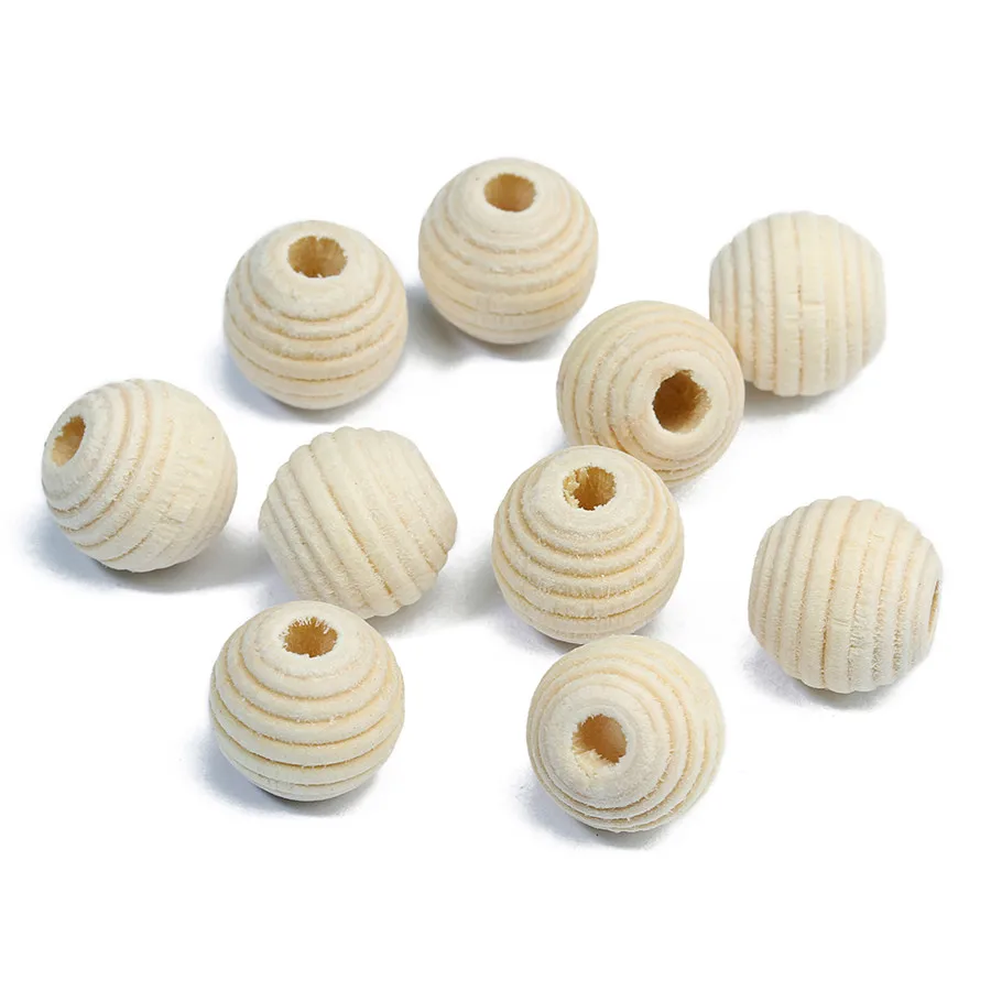 50pcs Round Ball Beads Dia 12mm Bulk Wood Spiral Loose Charm Beads Hole 4mm for DIY Jewelry Making Findings Accessories