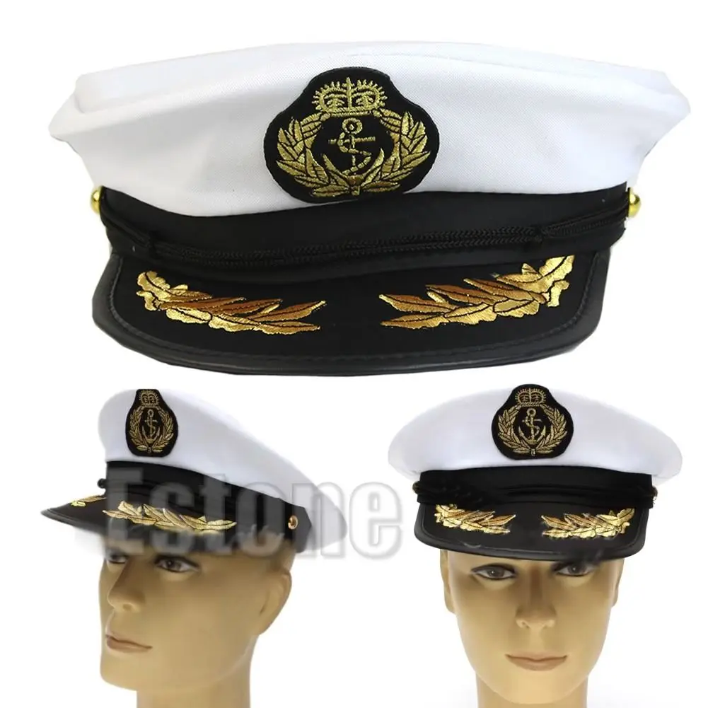 Hot White Adult Yacht Boat Captain Navy Cap Costume Party Cosplay Dress Sailor Hat A17_40