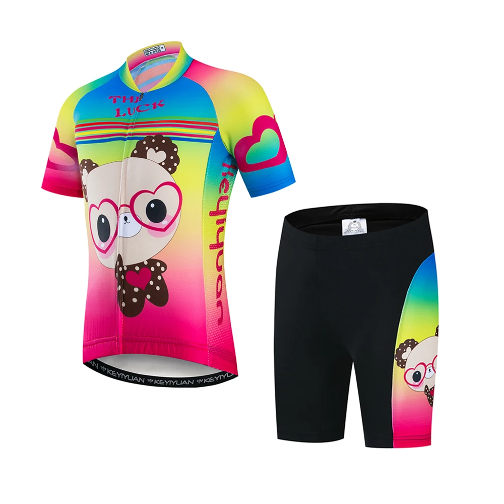 KEYIYUAN Kids Cycling Jersey Short Sleeves MTB Set Children Bike Clothing Boy Girls Bicycle Sports Wear Suit Conjunto Ciclismo