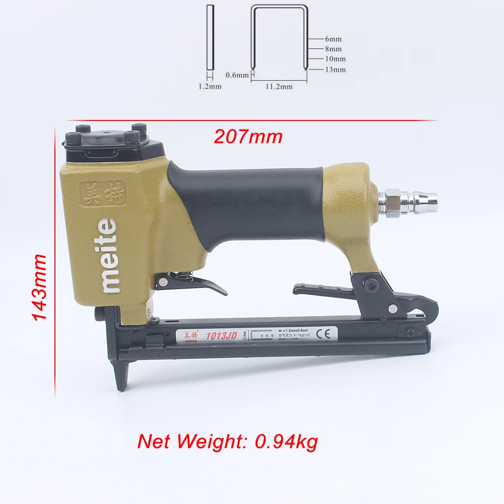 Meite 1013JD Pneumatic Nail Gun Air Stapler Tool Brad Nailer