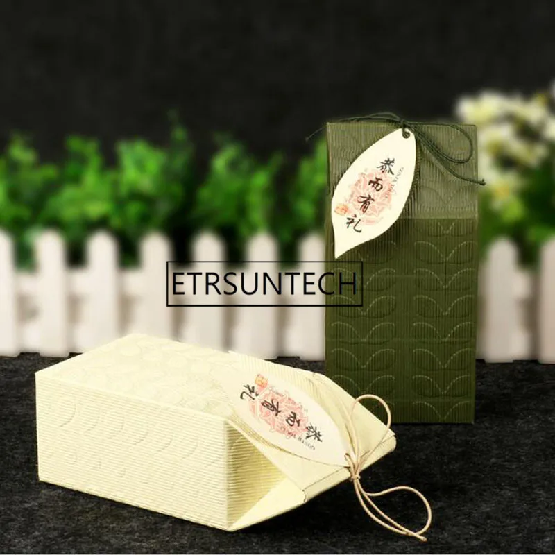 100pcs Green/Beige Paper Packaging Box Carton Corrugated Box Tea Candy Gift Packing Boxes Wedding Gift Bag ZA5408